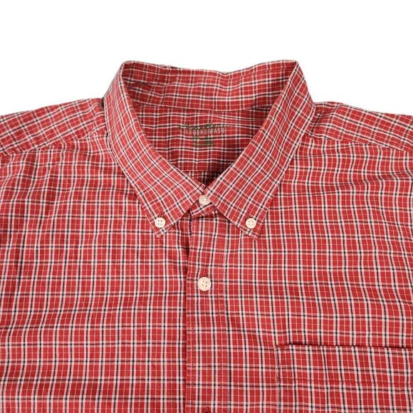 Eddie Bauer Men’s XL Red & Black Plaid Button-Down Long Sleeve Shirt - Picture 1 of 8